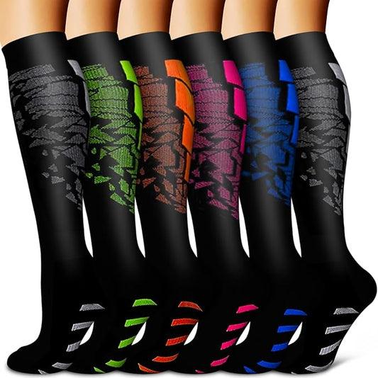 Copper Compression Socks for Women & Men (6 pairs) - Best Support for Nurses, Running, Hiking, Recovery(Black 6 Pairs)