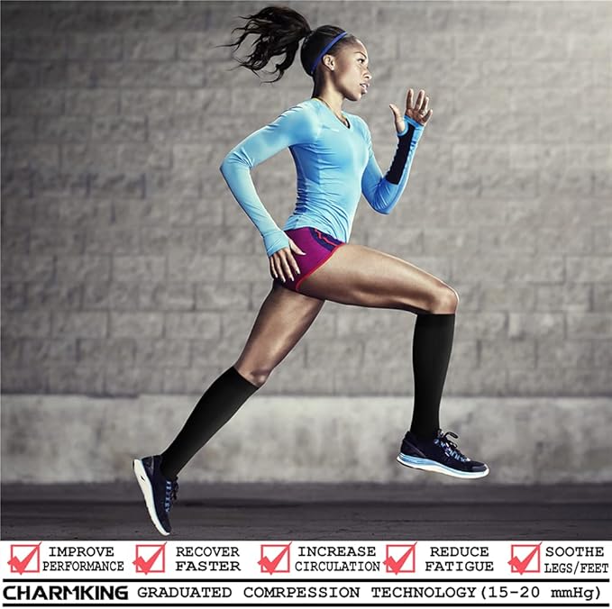 Compression Socks for Women & Men Circulation (8 Pairs) 15-20 mmHg is Best Support for Athletic Running,Hiking(Black/Black/Black/Black/Beige)