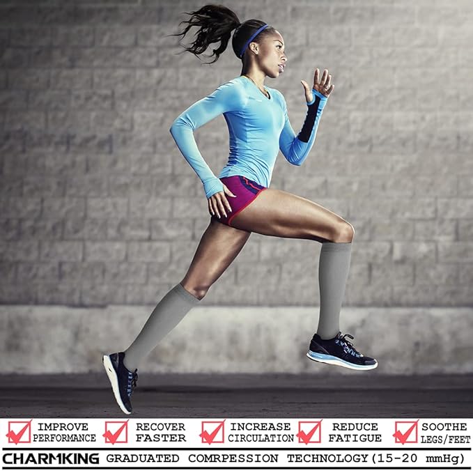 Compression Socks for Women & Men Circulation (8 Pairs) 15-20 mmHg is Best Support for Athletic Running,Hiking(Black/Black/Black/Grey/Pink)