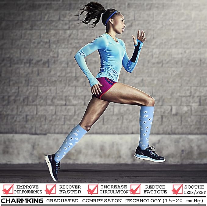 Compression Socks for Women & Men Circulation (8 Pairs) 15-20 mmHg is Best Support for Athletic Running,Hiking(Green/Black/White/Green/Green)