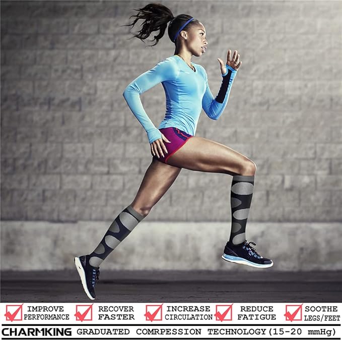 Compression Socks for Women & Men Circulation (8 Pairs) 15-20 mmHg is Best Support for Athletic Running,Hiking(Navy/Black/Black/Black/Gray)