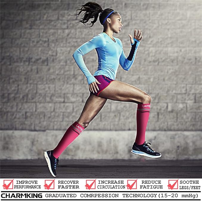 Compression Socks for Women & Men Circulation (8 Pairs) 15-20 mmHg is Best Support for Athletic Running,Hiking(Black/Black/Blue/Blue/Green)