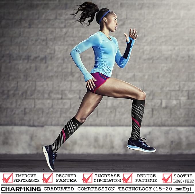 Compression Socks for Women & Men Circulation (8 Pairs) 15-20 mmHg is Best Support for Athletic Running,Hiking(Orange/Red/Green/White/Blue)