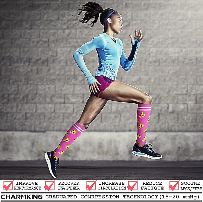Compression Socks for Women & Men Circulation (8 Pairs) 15-20 mmHg is Best Support for Athletic Running,Hiking(Black/Yellow/Cyan/Rose/Blue)