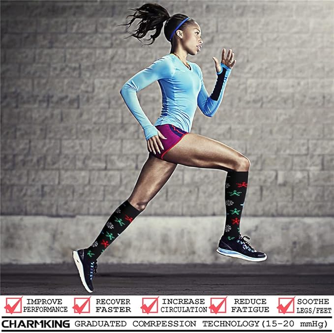 Compression Socks for Women & Men Circulation (8 Pairs) 15-20 mmHg is Best Support for Athletic Running,Hiking(Black/Black/Rainbow/Navy/Black)