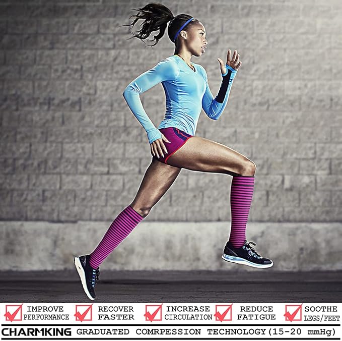 Compression Socks for Women & Men Circulation (8 Pairs) 15-20 mmHg is Best Support for Athletic Running,Hiking(Black/Black/Grey/Grey/Grey)