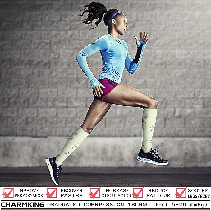 Compression Socks for Women & Men Circulation (8 Pairs) 15-20 mmHg is Best Support for Athletic Running,Hiking(Blue/Pink/Cyan/Black/Pink)