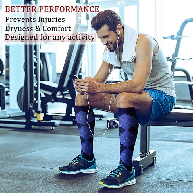 Compression Socks for Women & Men Circulation (8 Pairs) 15-20 mmHg is Best Support for Athletic Running,Hiking(Navy/Black/Black/Black/Gray)