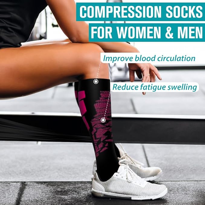 Copper Compression Socks for Women & Men (6 pairs) - Best Support for Nurses, Running, Hiking, Recovery(Black 6 Pairs)