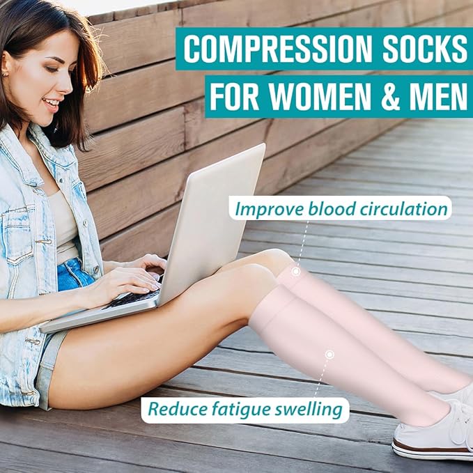 Copper Compression Socks for Women & Men (6 pairs) - Best Support for Nurses, Running, Hiking, Recovery(Black/Navy/Gray/White/Red/Pink)