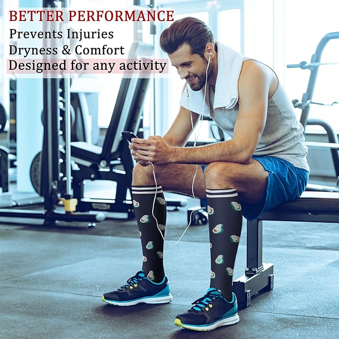 Compression Socks for Women & Men Circulation (8 Pairs) 15-20 mmHg is Best Support for Athletic Running,Hiking(Blue/Blue/White/Cyan/Orange)