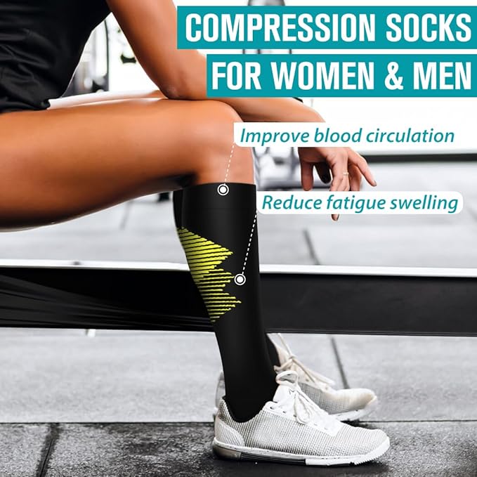 Copper Compression Socks for Women & Men (6 pairs) - Best Support for Nurses, Running, Hiking, Recovery(Black 6 Pairs)