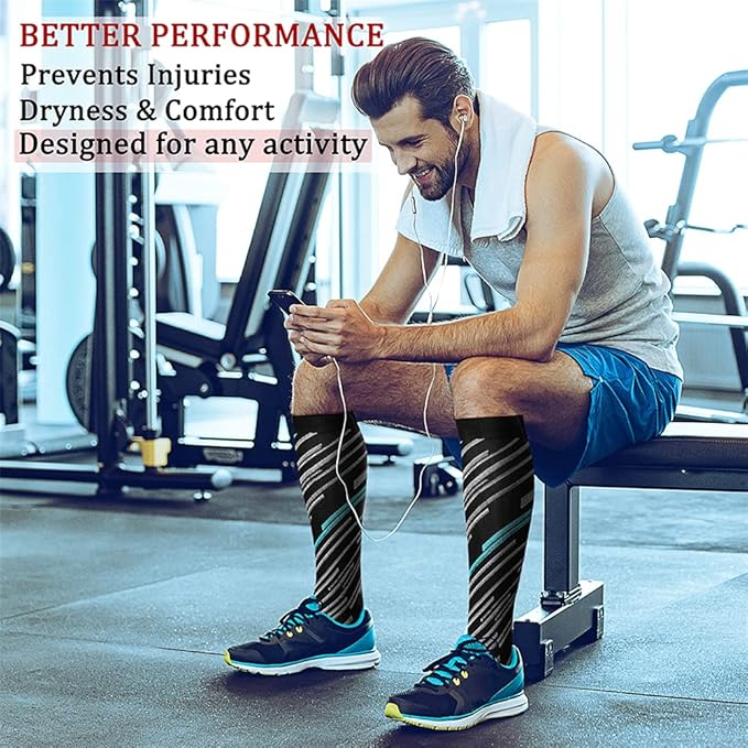 Compression Socks for Women & Men Circulation (8 Pairs) 15-20 mmHg is Best Support for Athletic Running,Hiking(Orange/Red/Green/White/Blue)