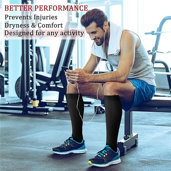 Compression Socks for Women & Men Circulation (8 Pairs) 15-20 mmHg is Best Support for Athletic Running,Hiking(Black/Black/Black/Black/Beige)