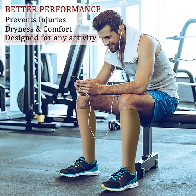 Compression Socks for Women & Men Circulation (8 Pairs) 15-20 mmHg is Best Support for Athletic Running,Hiking(Beige/Beige/Beige/Beige/Beige)