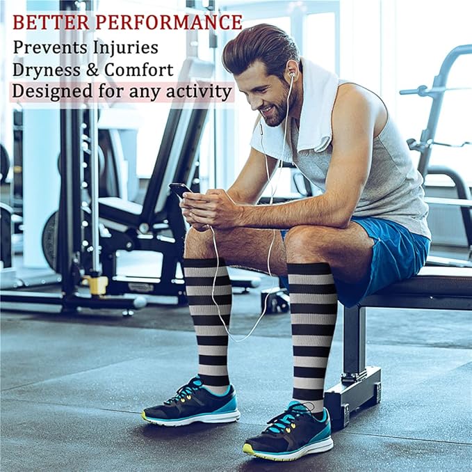 Compression Socks for Women & Men Circulation (8 Pairs) 15-20 mmHg is Best Support for Athletic Running,Hiking(Navy/Black/Black/Black/Gray)