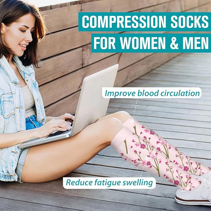 Copper Compression Socks for Women & Men (6 pairs) - Best Support for Nurses, Running, Hiking, Recovery(White/Blue/Pink/White/Black/Green)