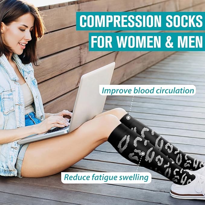 Copper Compression Socks for Women & Men (6 pairs) - Best Support for Nurses, Running, Hiking, Recovery(Black 6 Pairs)