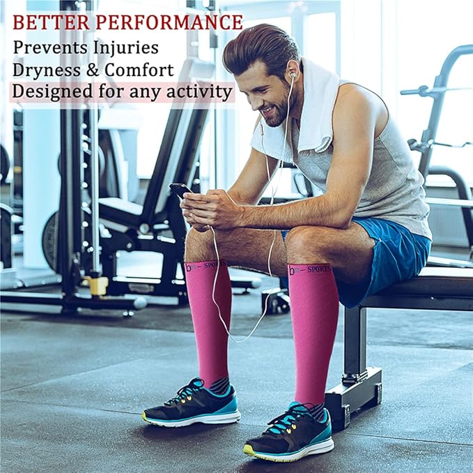 Compression Socks for Women & Men Circulation (8 Pairs) 15-20 mmHg is Best Support for Athletic Running,Hiking(Black/Black/Red/Yellow/Orange)