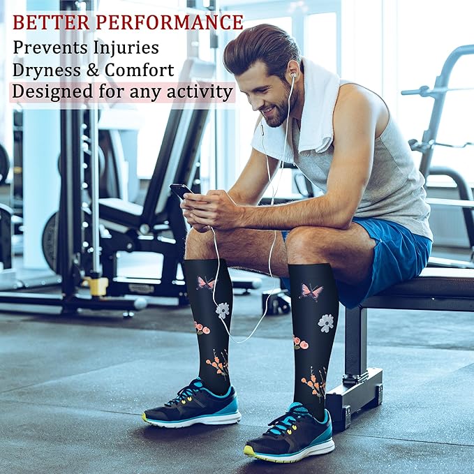 Compression Socks for Women & Men Circulation (8 Pairs) 15-20 mmHg is Best Support for Athletic Running,Hiking(Navy/White/Pink/Grey/Cyan)