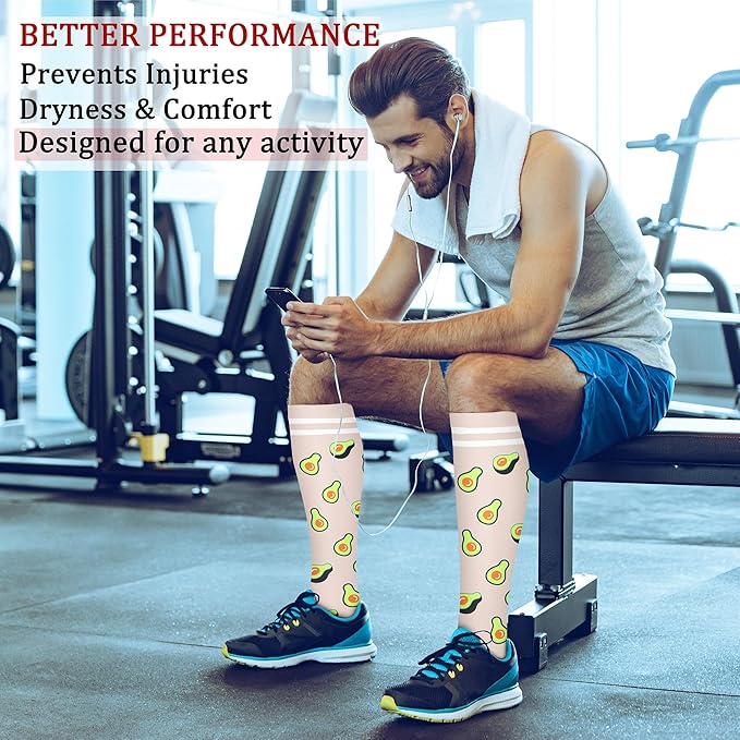 Compression Socks for Women & Men Circulation (8 Pairs) 15-20 mmHg is Best Support for Athletic Running,Hiking(Black/Yellow/Cyan/Rose/Blue)