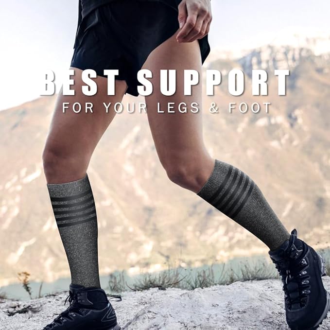Copper Compression Socks for Women & Men (6 pairs) - Best Support for Nurses, Running, Hiking, Recovery(Black 3 Pairs/Gray 3 Pairs)