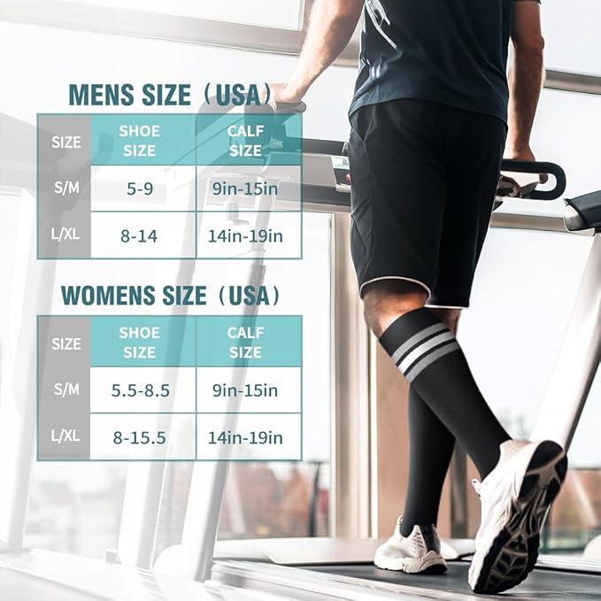 Copper Compression Socks for Women & Men (6 pairs) - Best Support for Nurses, Running, Hiking, Recovery(Black/Black/Black/Gray/Grey/White)