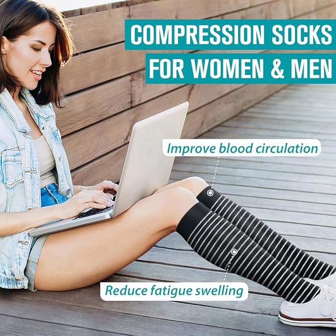 Copper Compression Socks for Women & Men (6 pairs) - Best Support for Nurses, Running, Hiking, Recovery（Black/Pink/Gray/Gray/Black/Black）