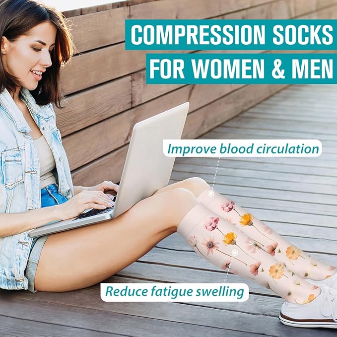 Copper Compression Socks for Women & Men (6 pairs) - Best Support for Nurses, Running, Hiking, Recovery（Black/White/Purple/Navy/Pink/Blue）
