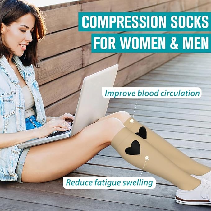 Copper Compression Socks for Women & Men (6 pairs) - Best Support for Nurses, Running, Hiking, Recovery（Black/Gold/Black/White/Black/Gray）