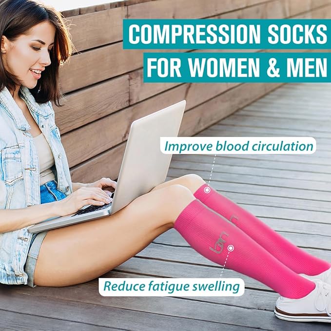 Copper Compression Socks for Women & Men (6 pairs) - Best Support for Nurses, Running, Hiking, Recovery（Red/Blue/White/Black/Green/Blue）