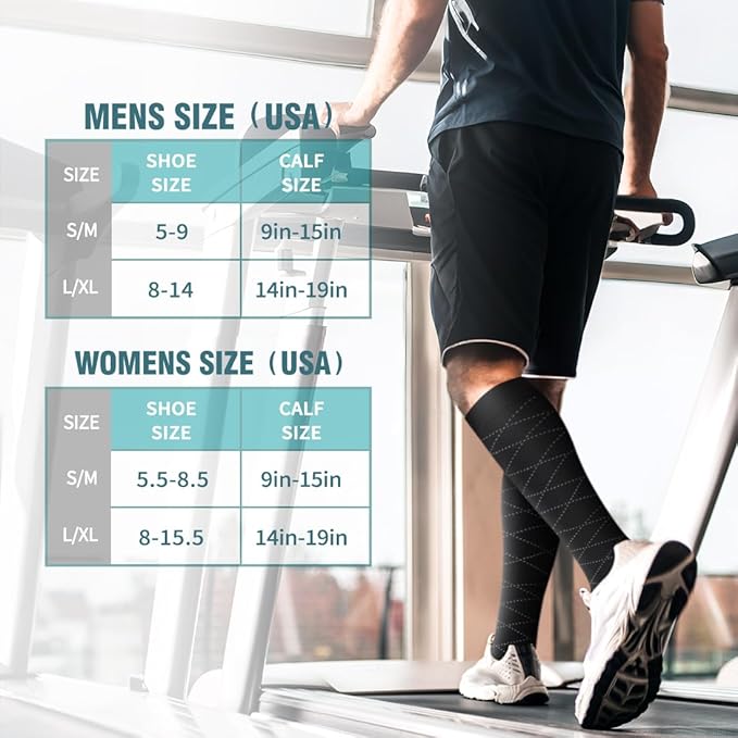 Copper Compression Socks for Women & Men (6 pairs) - Best Support for Nurses, Running, Hiking, Recovery（Black Stripe 6 Pairs）
